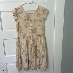 Women’s Blu Pepper Floral Print Off White Linen Dress Size Large